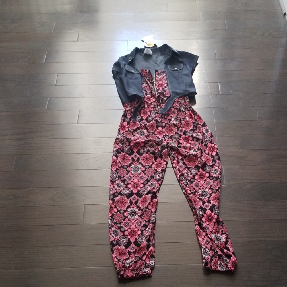 RMLA flowery denim  jumpsuit